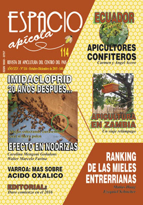 ESPACIO APICOLA 114, RANKING DE MIELES ENTRERRIANAS, IMPACTO DEL IMIDACLOPRID EN LAS ABEJAS NODRIZAS, LA APICULTURA EN ZAMBIA, APICULTORES CONFITEROS EN ECUADOR, HALLAN BACTERIAS QUE COMEN ACIDO OXALICO EN VARROA